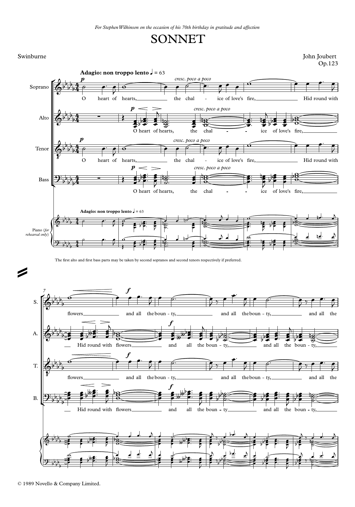 John Joubert Sonnet sheet music notes and chords. Download Printable PDF.