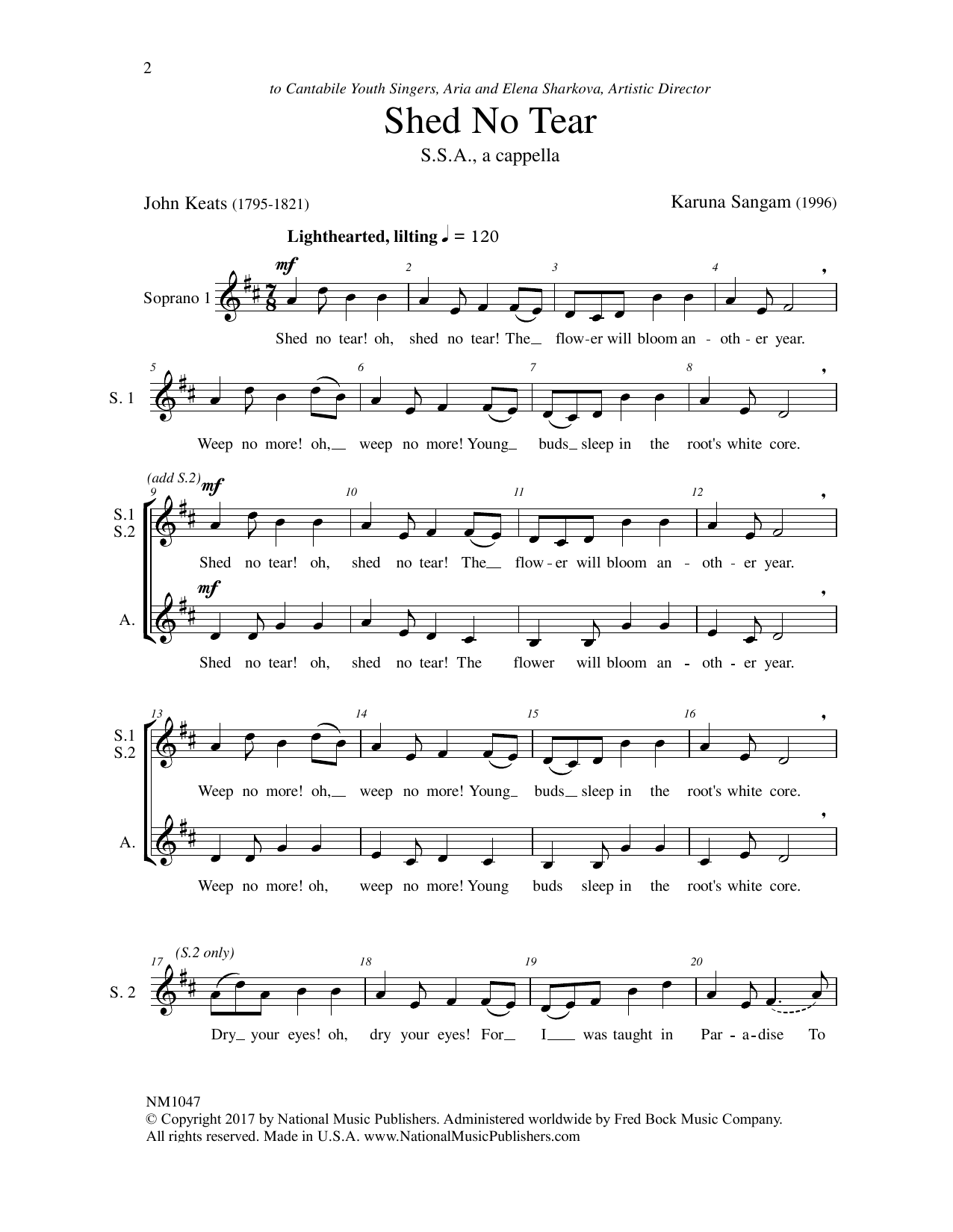 John Keats Shed No Tear sheet music notes and chords. Download Printable PDF.