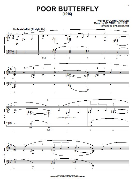 Learn to play John L. Golden Poor Butterfly sheet music for Piano Solo in minutes. John L. Golden Poor Butterfly sheet music notes and chords. Download Printable PDF.