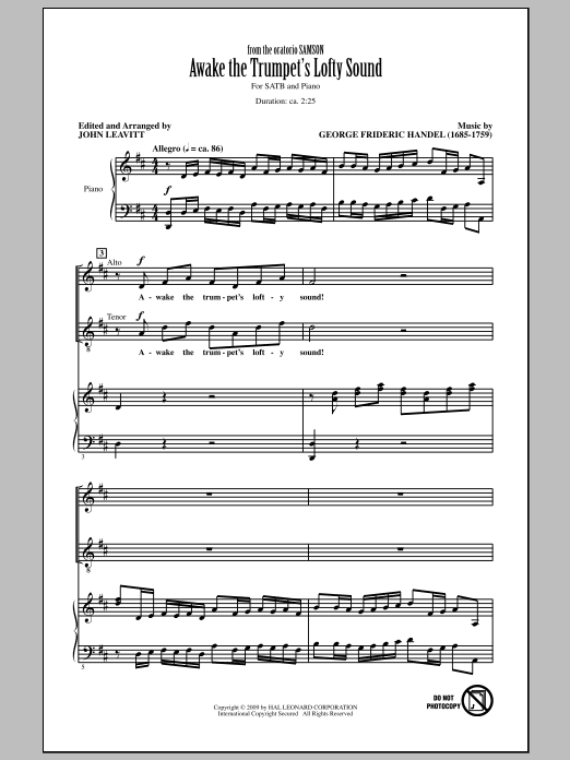 John Leavitt Awake The Trumpet's Lofty Sound sheet music notes and chords arranged for SATB Choir