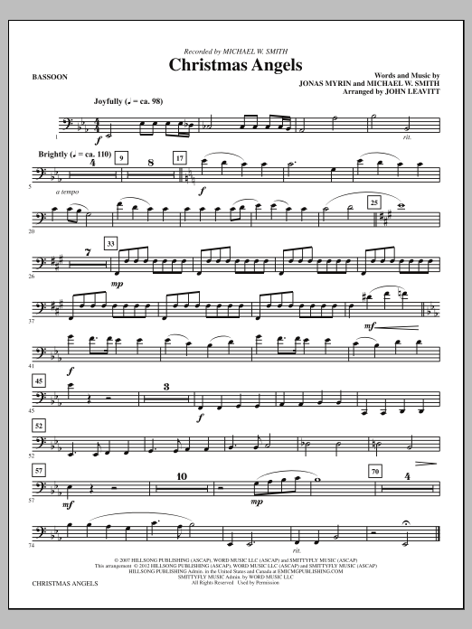 Learn to play John Leavitt Christmas Angels - Bassoon sheet music for Choir Instrumental Pak in minutes. Price: 8.9900$ John Leavitt Christmas Angels - Bassoon sheet music notes and chords arranged for Choir Instrumental Pak