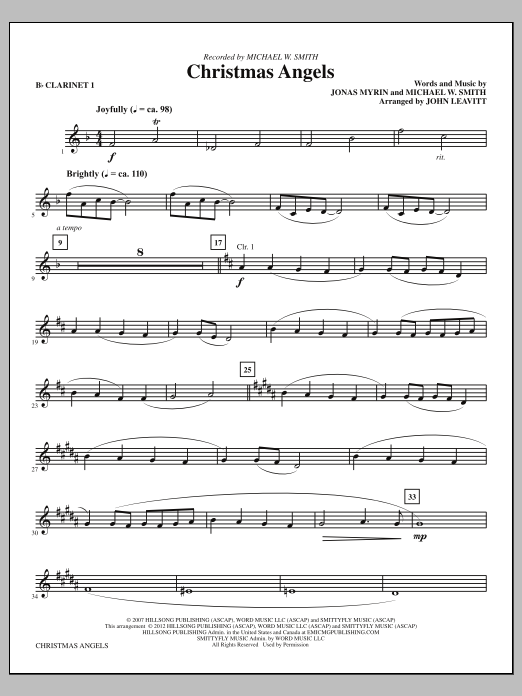 Learn to play John Leavitt Christmas Angels - Clarinet 1 sheet music for Choir Instrumental Pak in minutes. Price: 8.9900$ John Leavitt Christmas Angels - Clarinet 1 sheet music notes and chords arranged for Choir Instrumental Pak