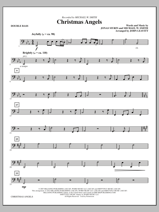 Learn to play John Leavitt Christmas Angels - Double Bass sheet music for Choir Instrumental Pak in minutes. Price: 8.9900$ John Leavitt Christmas Angels - Double Bass sheet music notes and chords arranged for Choir Instrumental Pak