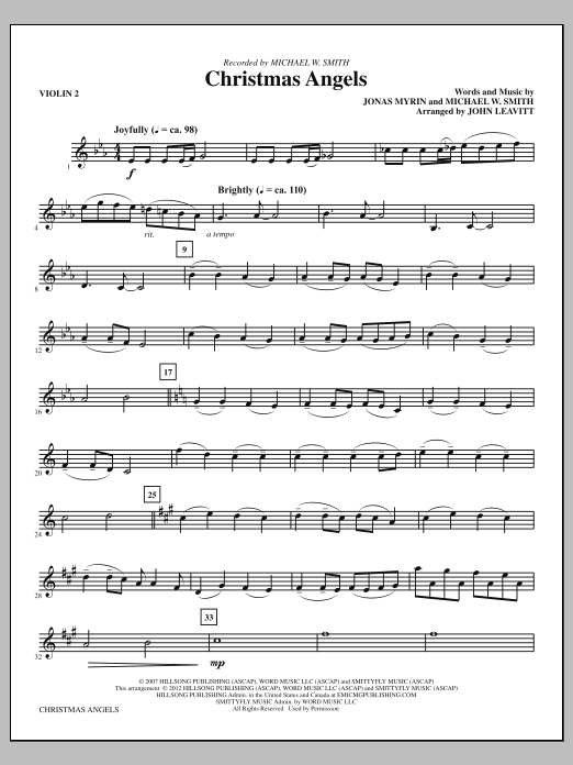 Learn to play John Leavitt Christmas Angels - Violin 2 sheet music for Choir Instrumental Pak in minutes. Price: 8.9900$ John Leavitt Christmas Angels - Violin 2 sheet music notes and chords arranged for Choir Instrumental Pak