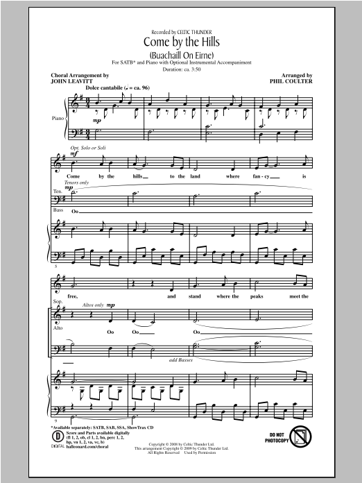 Learn to play John Leavitt Come By The Hills (Buachaill On Eirne) sheet music for SAB Choir in minutes. Price: 3.9900$ John Leavitt Come By The Hills (Buachaill On Eirne) sheet music notes and chords arranged for SAB Choir