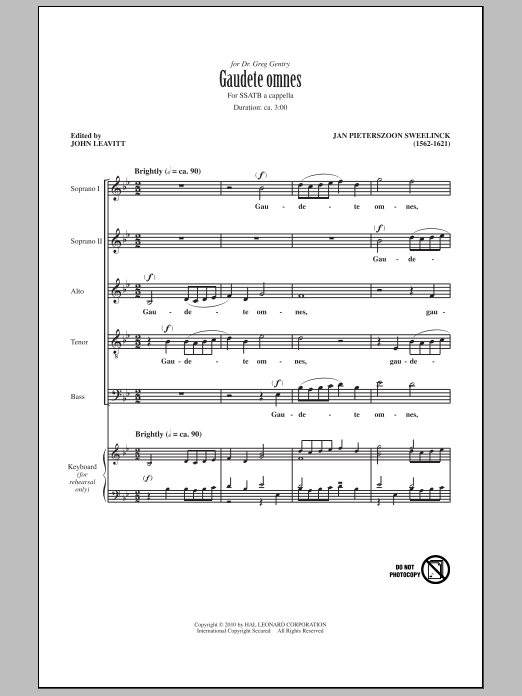 John Leavitt Gaudete Omnes sheet music notes and chords. Download Printable PDF.