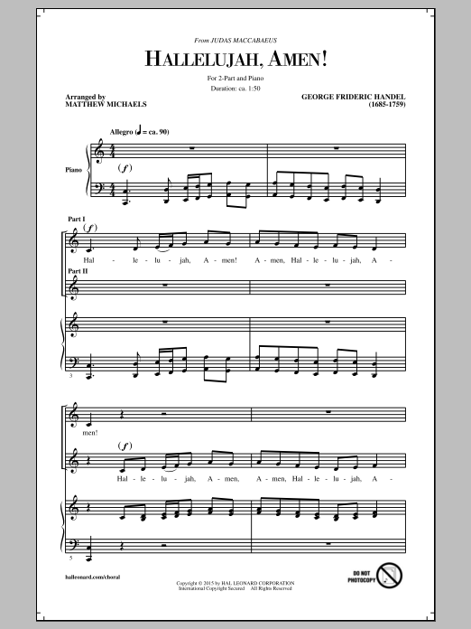 George Frideric Handel Hallelujah, Amen! (arr. Matthew Michaels) sheet music notes and chords. Download Printable PDF.