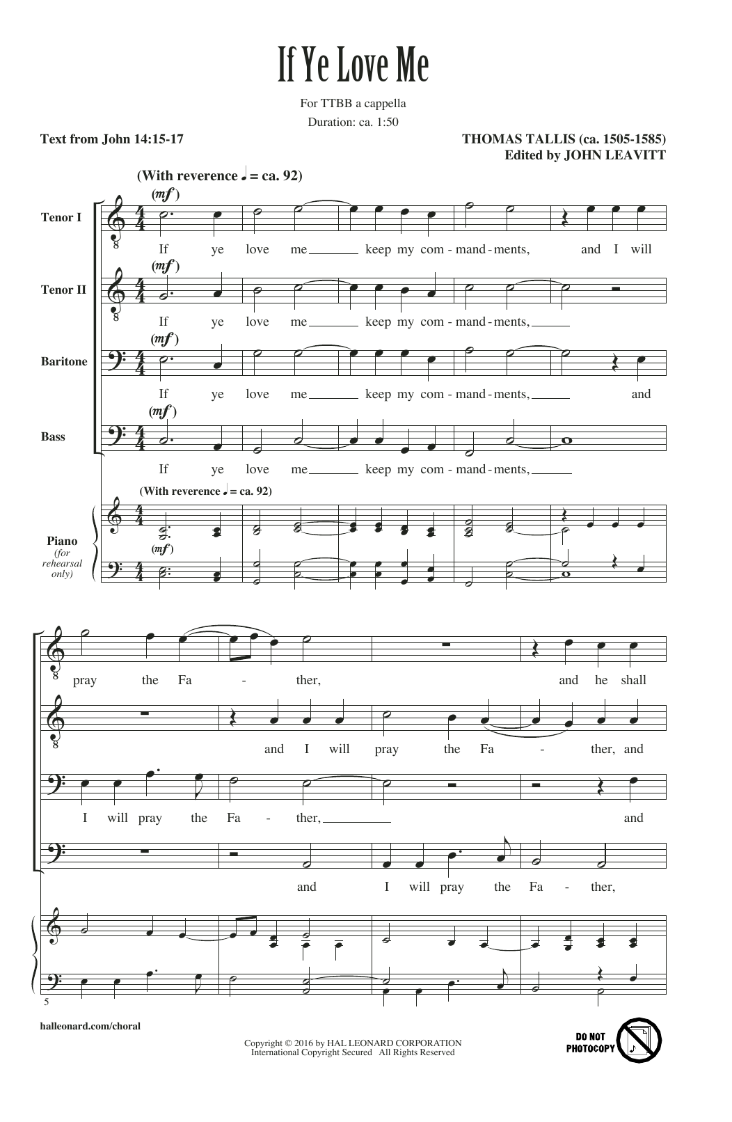 Learn to play John Leavitt If Ye Love Me sheet music for TTBB Choir in minutes. Price: 3.9900$ John Leavitt If Ye Love Me sheet music notes and chords arranged for TTBB Choir