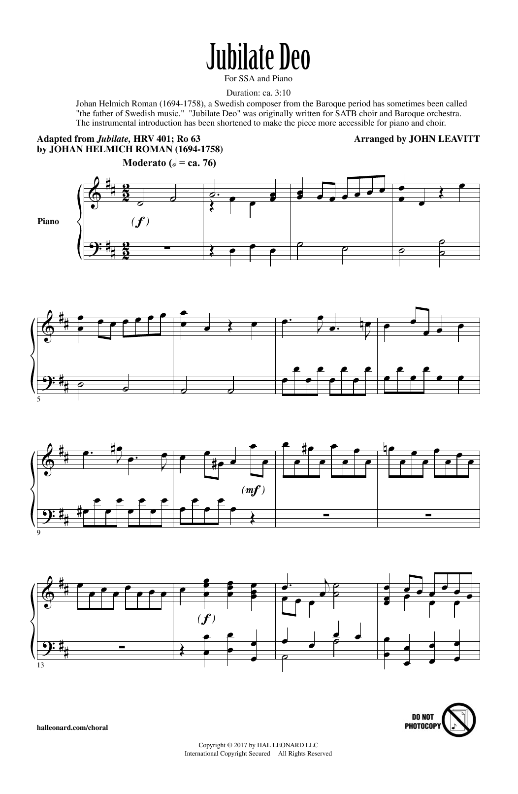 John Leavitt Jubilate Deo sheet music notes and chords. Download Printable PDF.