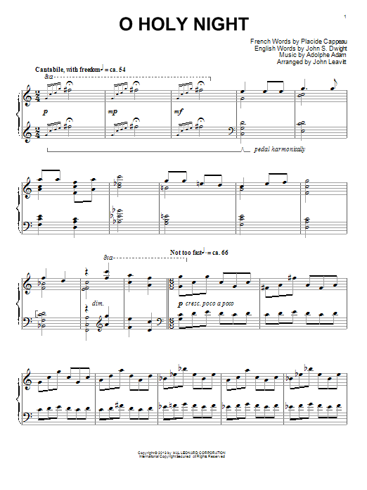 John Leavitt "O Holy Night" Sheet Music PDF Notes, Chords | Concert Score  Piano Solo Download Printable. SKU: 97121