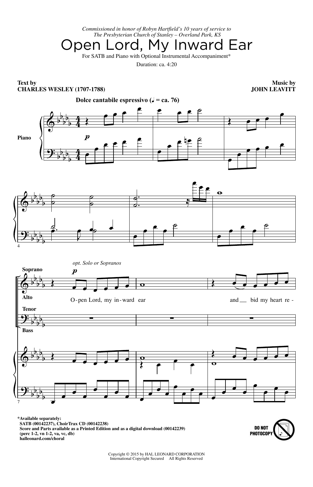 Learn to play John Leavitt Open Lord, My Inward Ear sheet music for SATB Choir in minutes. Price: 3.9900$ John Leavitt Open Lord, My Inward Ear sheet music notes and chords arranged for SATB Choir
