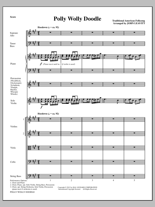 John Leavitt Polly Wolly Doodle - Full Score sheet music notes and chords arranged for Choir Instrumental Pak