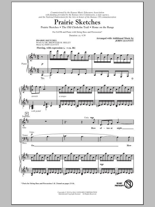 Learn to play John Leavitt Prairie Sketches (Medley) sheet music for SATB Choir in minutes. Price: 3.9900$ John Leavitt Prairie Sketches (Medley) sheet music notes and chords arranged for SATB Choir
