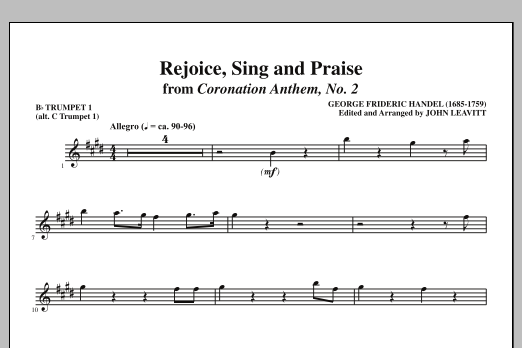 Learn to play John Leavitt Rejoice, Sing And Praise - Bb Trumpet 1 (alt. C Tpt. 1) sheet music for Choir Instrumental Pak in minutes. Price: 8.9900$ John Leavitt Rejoice, Sing And Praise - Bb Trumpet 1 (alt. C Tpt. 1) sheet music notes and chords arranged for Choir Instrumental Pak