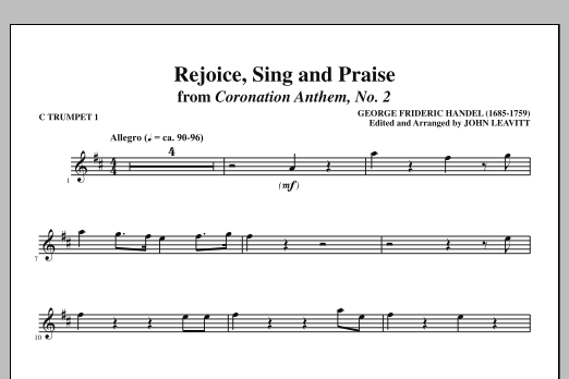 Learn to play John Leavitt Rejoice, Sing And Praise - C Trumpet 1 sheet music for Choir Instrumental Pak in minutes. Price: 8.9900$ John Leavitt Rejoice, Sing And Praise - C Trumpet 1 sheet music notes and chords arranged for Choir Instrumental Pak