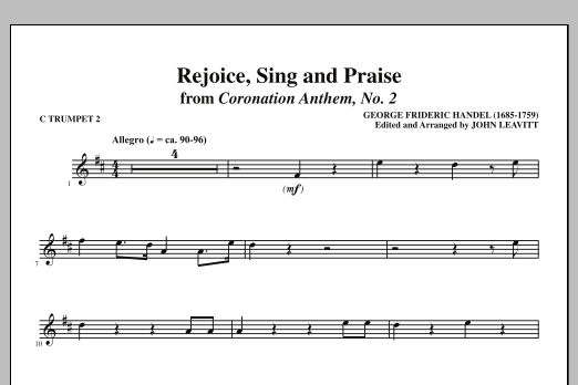 Learn to play John Leavitt Rejoice, Sing And Praise - C Trumpet 2 sheet music for Choir Instrumental Pak in minutes. Price: 8.9900$ John Leavitt Rejoice, Sing And Praise - C Trumpet 2 sheet music notes and chords arranged for Choir Instrumental Pak