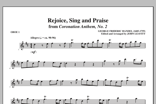 Learn to play John Leavitt Rejoice, Sing And Praise - Oboe 1 sheet music for Choir Instrumental Pak in minutes. Price: 8.9900$ John Leavitt Rejoice, Sing And Praise - Oboe 1 sheet music notes and chords arranged for Choir Instrumental Pak