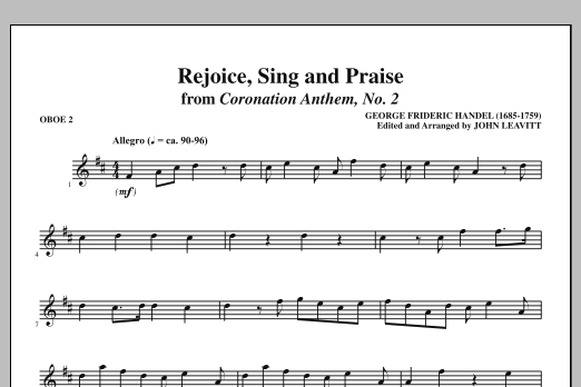 Learn to play John Leavitt Rejoice, Sing And Praise - Oboe 2 sheet music for Choir Instrumental Pak in minutes. Price: 8.9900$ John Leavitt Rejoice, Sing And Praise - Oboe 2 sheet music notes and chords arranged for Choir Instrumental Pak