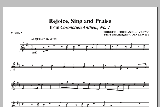 Learn to play John Leavitt Rejoice, Sing And Praise - Violin 2 sheet music for Choir Instrumental Pak in minutes. Price: 8.9900$ John Leavitt Rejoice, Sing And Praise - Violin 2 sheet music notes and chords arranged for Choir Instrumental Pak