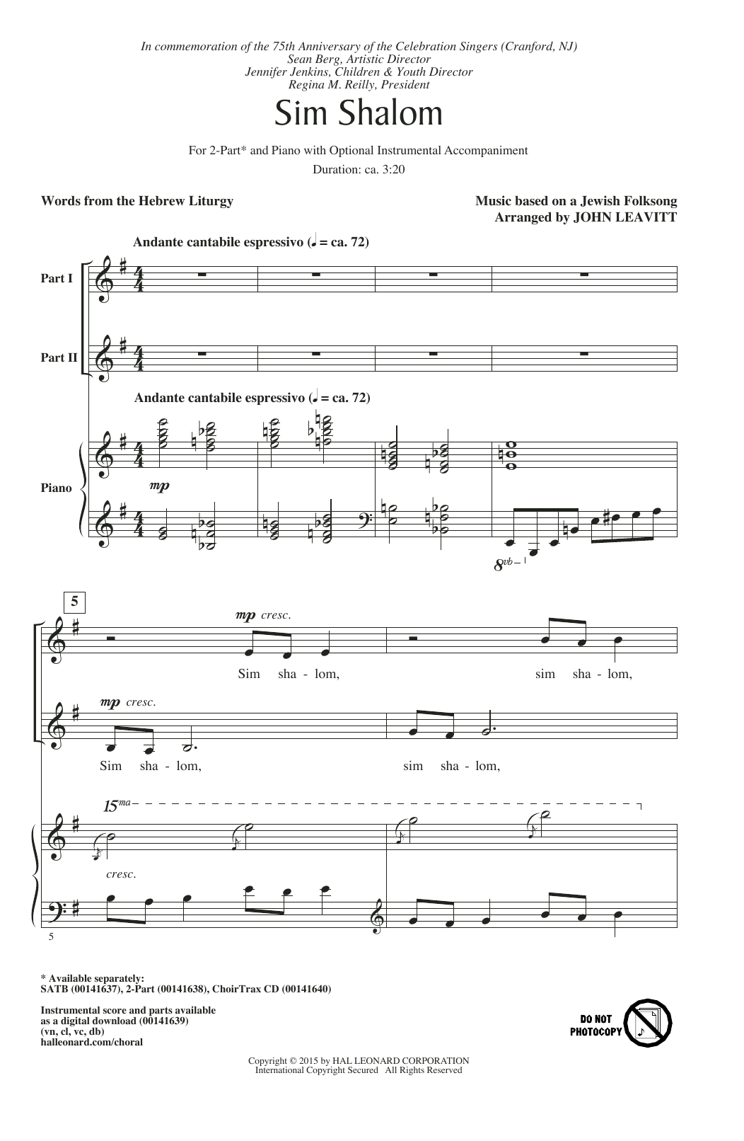 John Leavitt Sim Shalom sheet music notes and chords. Download Printable PDF.