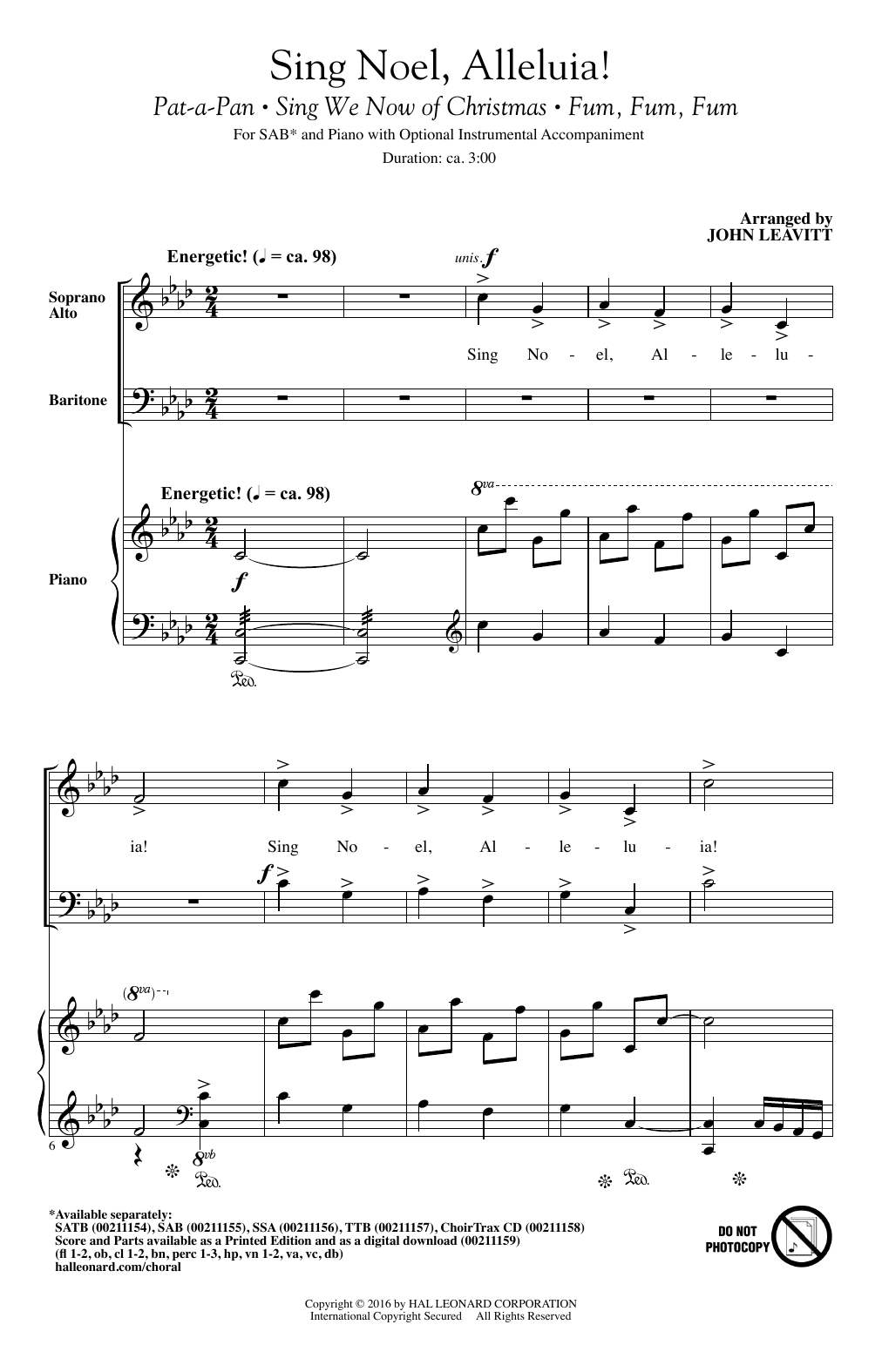 Learn to play John Leavitt Sing Noel, Alleluia! sheet music for TTBB Choir in minutes. Price: 3.9900$ John Leavitt Sing Noel, Alleluia! sheet music notes and chords arranged for TTBB Choir