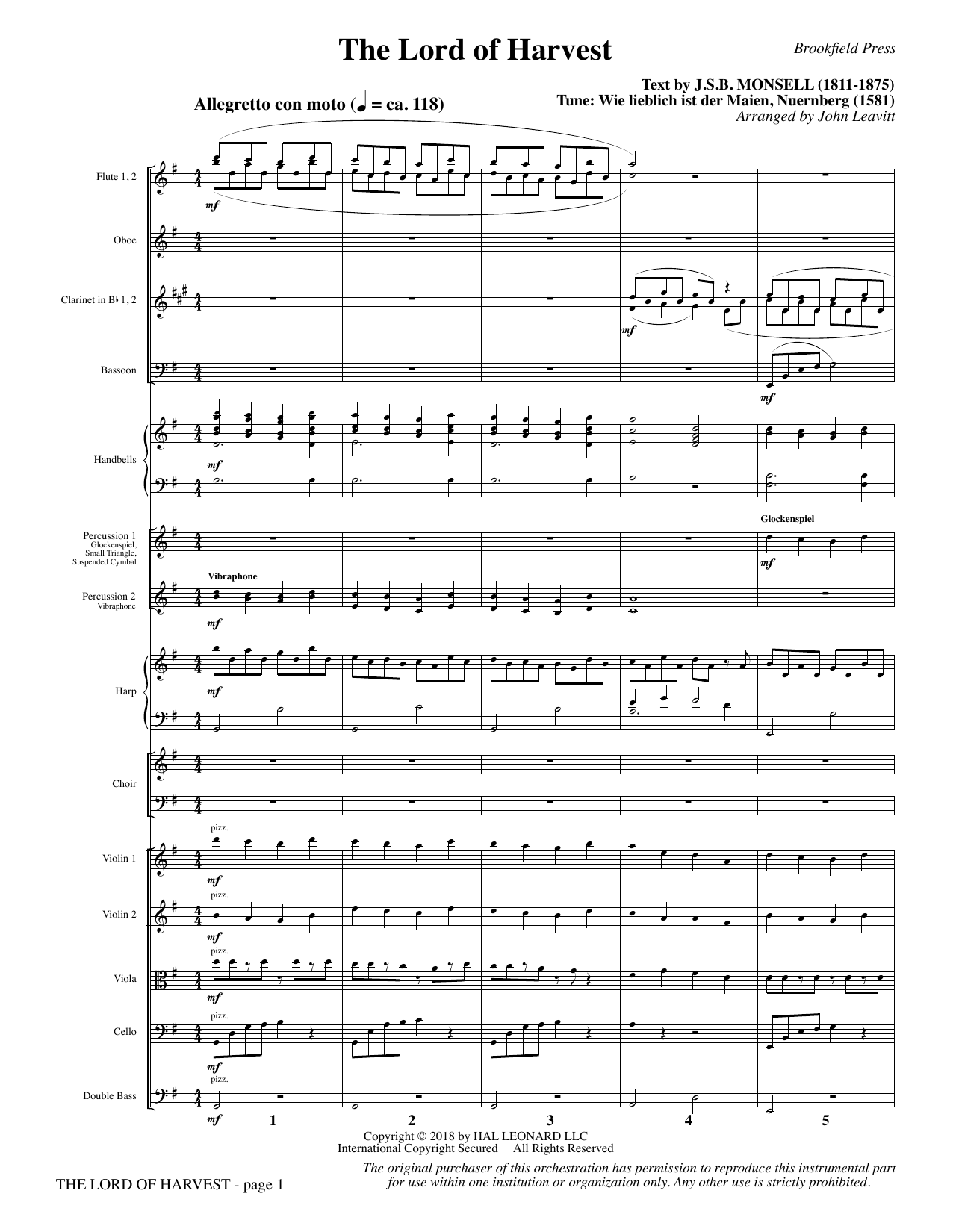 Learn to play John Leavitt The Lord of Harvest - Full Score sheet music for Choir Instrumental Pak in minutes. Price: 8.9900$ John Leavitt The Lord of Harvest - Full Score sheet music notes and chords arranged for Choir Instrumental Pak
