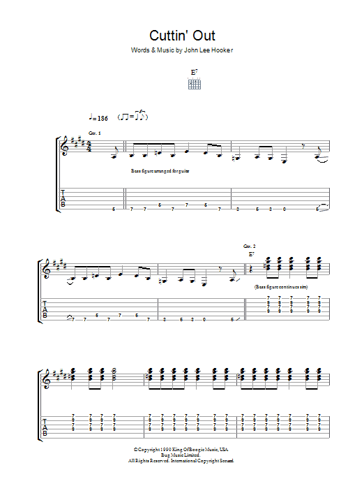 John Lee Hooker Cuttin' Out sheet music notes and chords. Download Printable PDF.