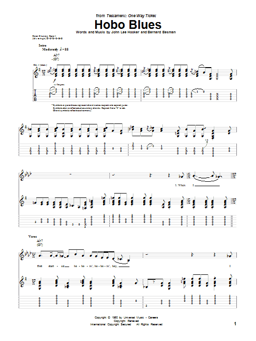 John Lee Hooker Hobo Blues sheet music notes and chords. Download Printable PDF.