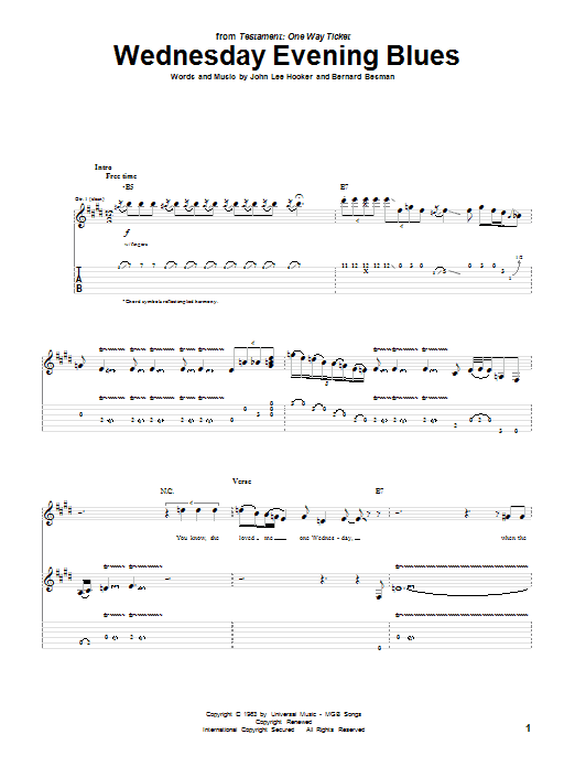 Learn to play John Lee Hooker Wednesday Evening Blues sheet music for Guitar Tab in minutes. Price: 7.8900$ John Lee Hooker Wednesday Evening Blues sheet music notes and chords arranged for Guitar Tab