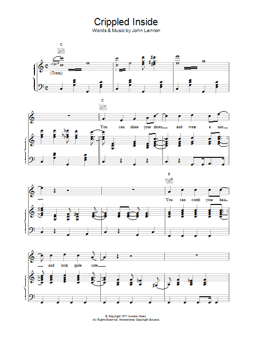 John Lennon Crippled Inside sheet music notes and chords. Download Printable PDF.