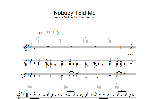 John Lennon Nobody Told Me sheet music notes and chords. Download Printable PDF.