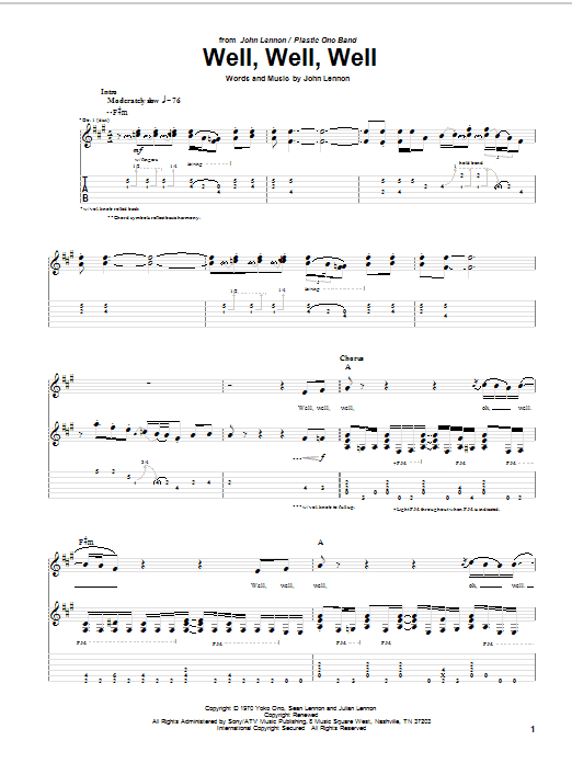 John Lennon Well, Well, Well sheet music notes and chords. Download Printable PDF.