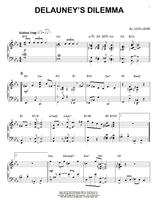 John Lewis Delauney's Dilemma sheet music notes and chords. Download Printable PDF.