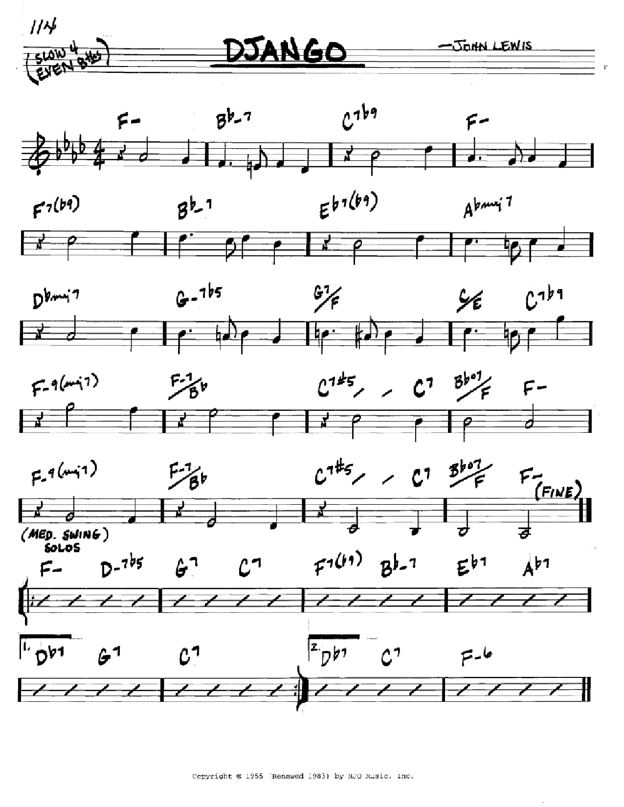 John Lewis Django sheet music notes and chords. Download Printable PDF.