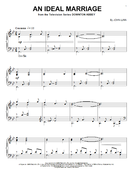 John Lunn An Ideal Marriage sheet music notes and chords. Download Printable PDF.