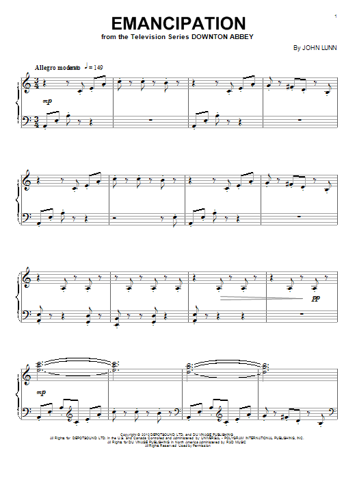 John Lunn Emancipation sheet music notes and chords. Download Printable PDF.