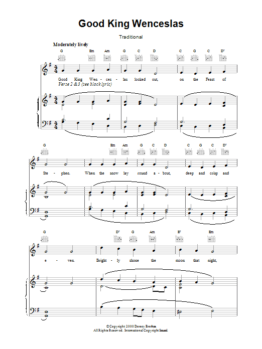 Christmas Carol Good King Wenceslas sheet music notes and chords. Download Printable PDF.
