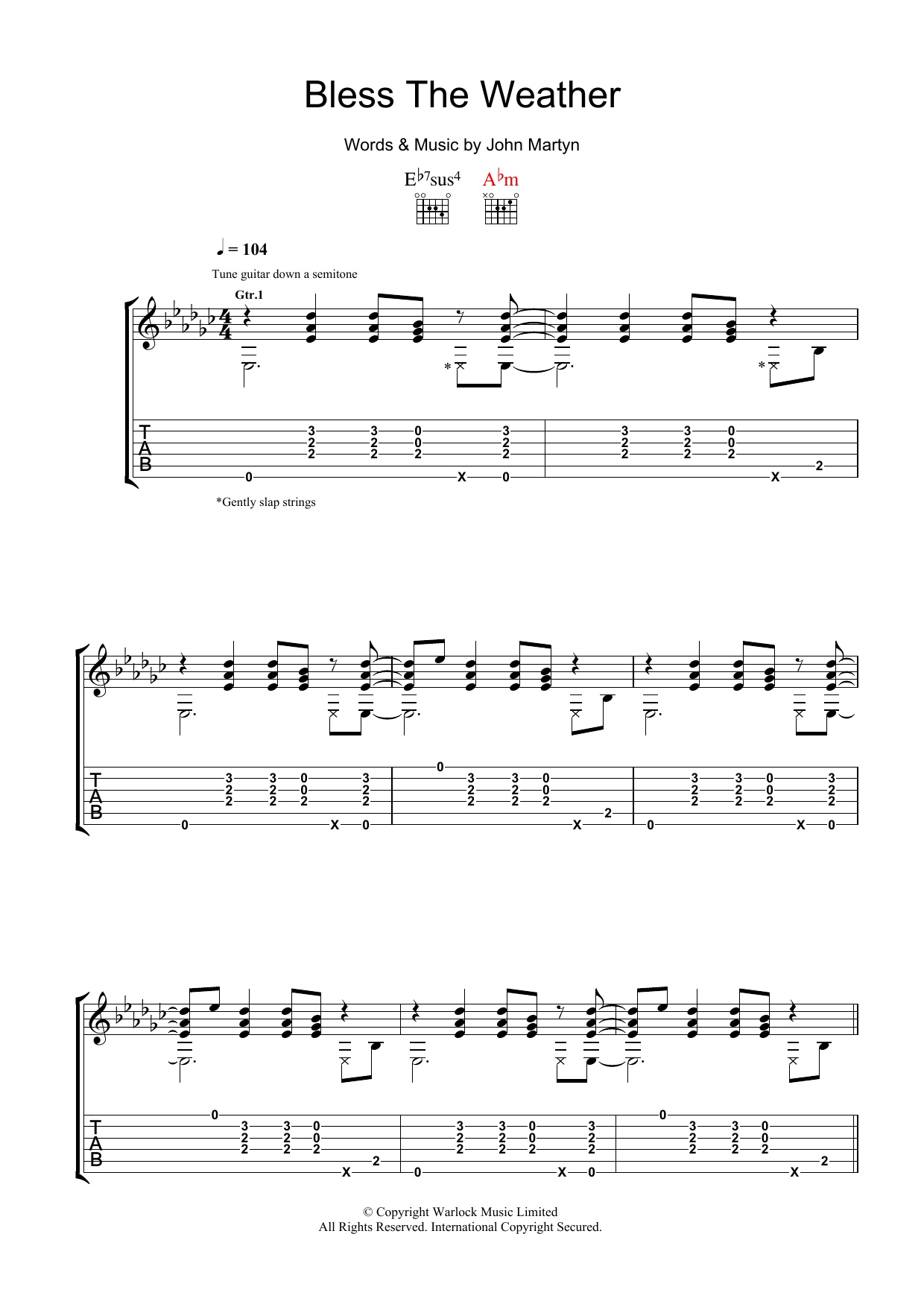 John Martyn Bless The Weather sheet music notes and chords. Download Printable PDF.