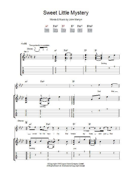 John Martyn Sweet Little Mystery sheet music notes and chords. Download Printable PDF.