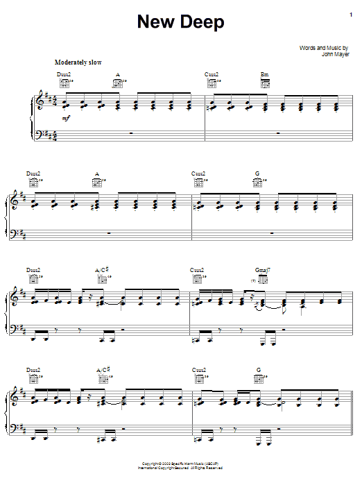 Learn to play John Mayer New Deep sheet music for Guitar Tab in minutes. John Mayer New Deep sheet music notes and chords. Download Printable PDF.