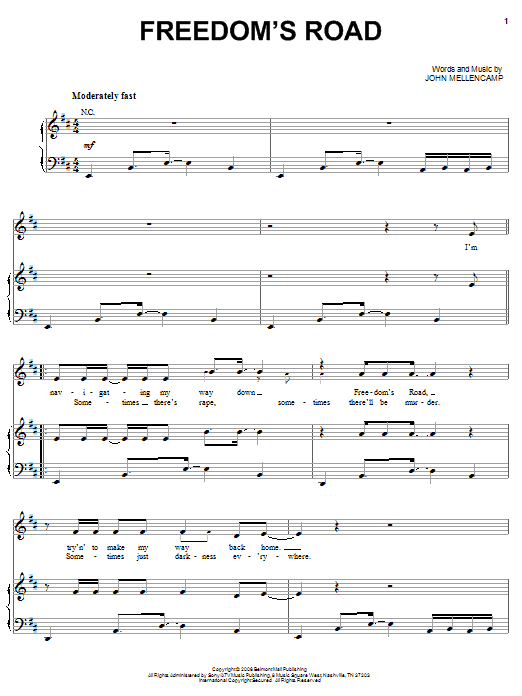 John Mellencamp Freedom's Road sheet music notes and chords. Download Printable PDF.