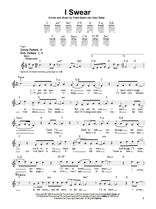 John Michael Montgomery I Swear sheet music notes and chords. Download Printable PDF.