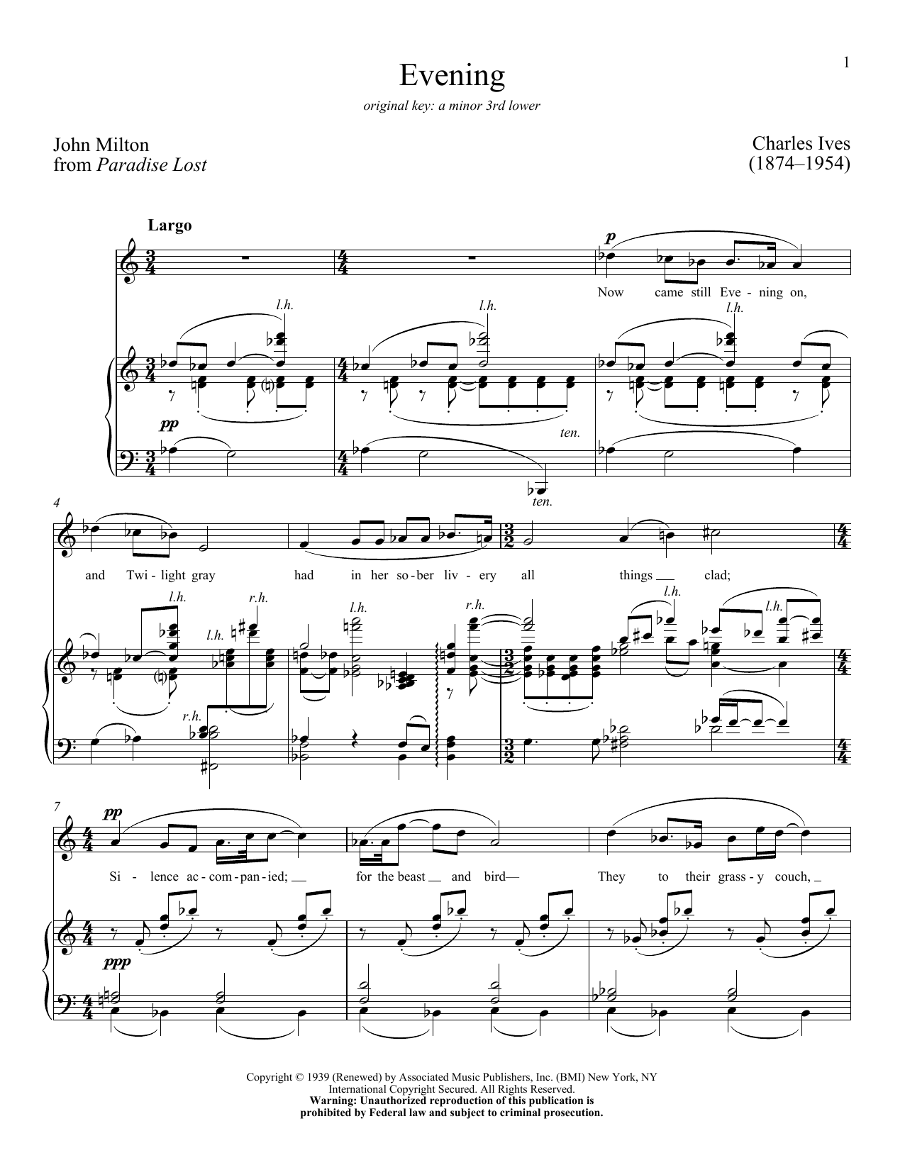 John Milton Evening sheet music notes and chords. Download Printable PDF.