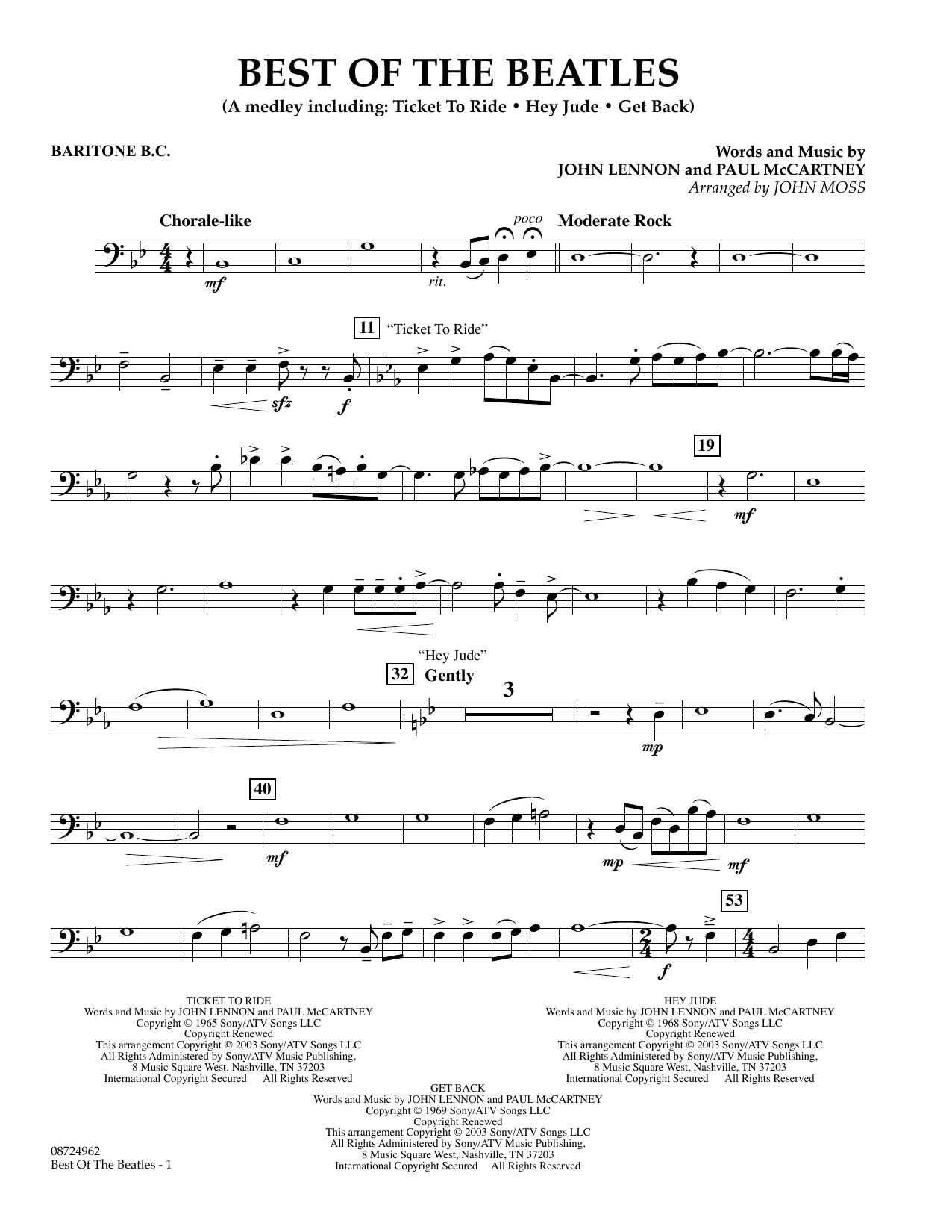 Learn to play John Moss Best of the Beatles - Baritone B.C. sheet music for Concert Band in minutes. Price: 5.9900$ John Moss Best of the Beatles - Baritone B.C. sheet music notes and chords arranged for Concert Band