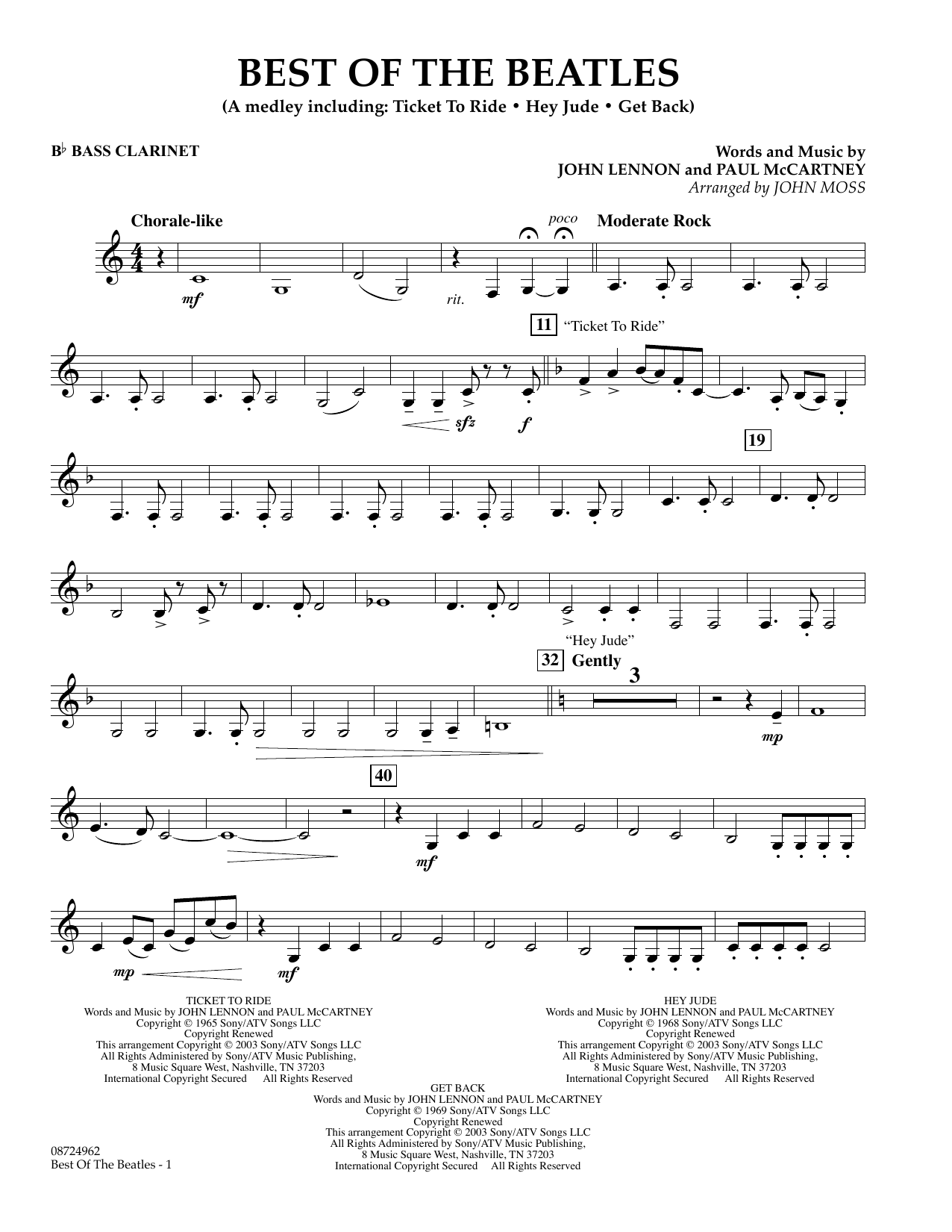 Learn to play John Moss Best of the Beatles - Bb Bass Clarinet sheet music for Concert Band in minutes. Price: 7.8900$ John Moss Best of the Beatles - Bb Bass Clarinet sheet music notes and chords arranged for Concert Band