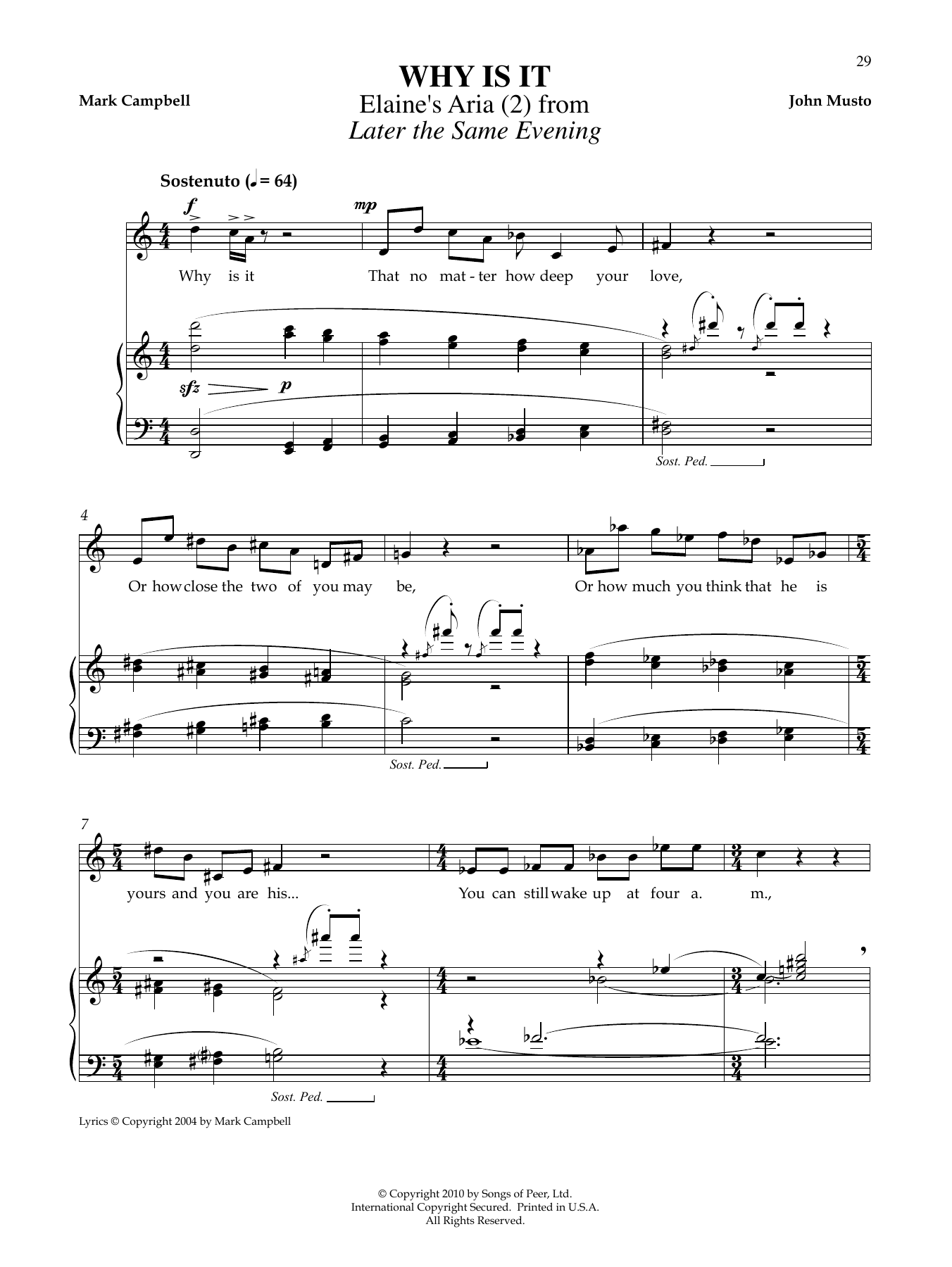 John Musto Why Is It sheet music notes and chords. Download Printable PDF.