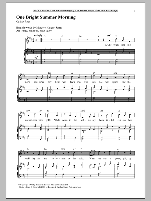 Learn to play John Parry One Bright Summer Morning sheet music for Piano & Vocal in minutes. Price: 6.9900$ John Parry One Bright Summer Morning sheet music notes and chords arranged for Piano & Vocal