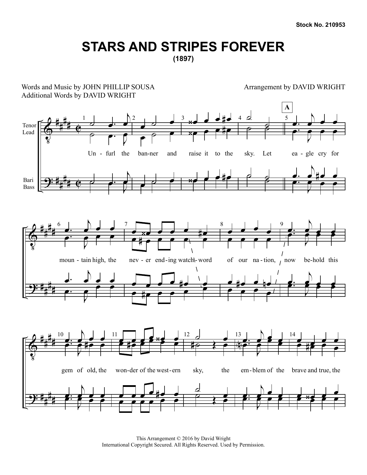 John Philip Sousa The Stars And Stripes Forever Arr David Wright Sheet Music Pdf Notes Chords Barbershop Score Ssaa Choir Download Printable Sku 406817