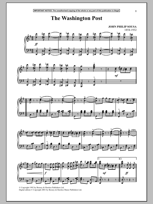 Learn to play John Philip Sousa The Washington Post sheet music for Piano Solo in minutes. John Philip Sousa The Washington Post sheet music notes and chords