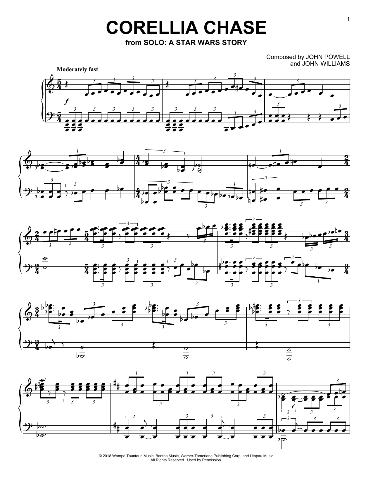 John Powell Corellia Chase From Solo A Star Wars Story Sheet Music Pdf Notes Chords Classical Score Easy Piano Download Printable Sku 254281